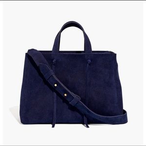 Madewell Elsewhere Tie Suede Crossbody Tote Navy Blue
